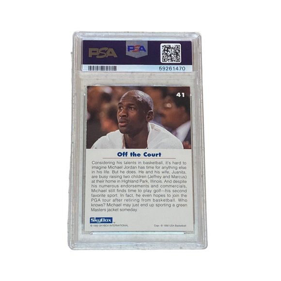 MICHAEL JORDAN 1992 SKYBOX USA BASKETBALL # 41 PSA 9 - Picture 2 of 3